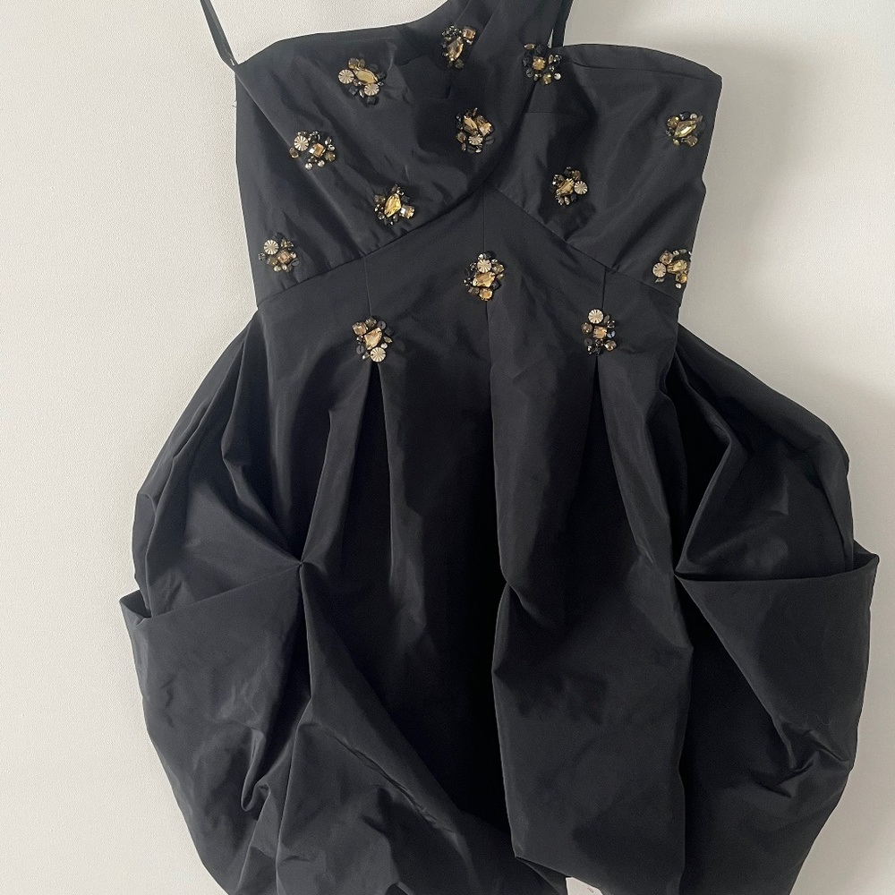 black one shoulder cocktail dress